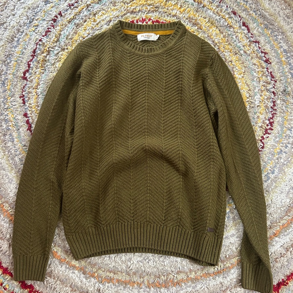 Green cable knit sweater